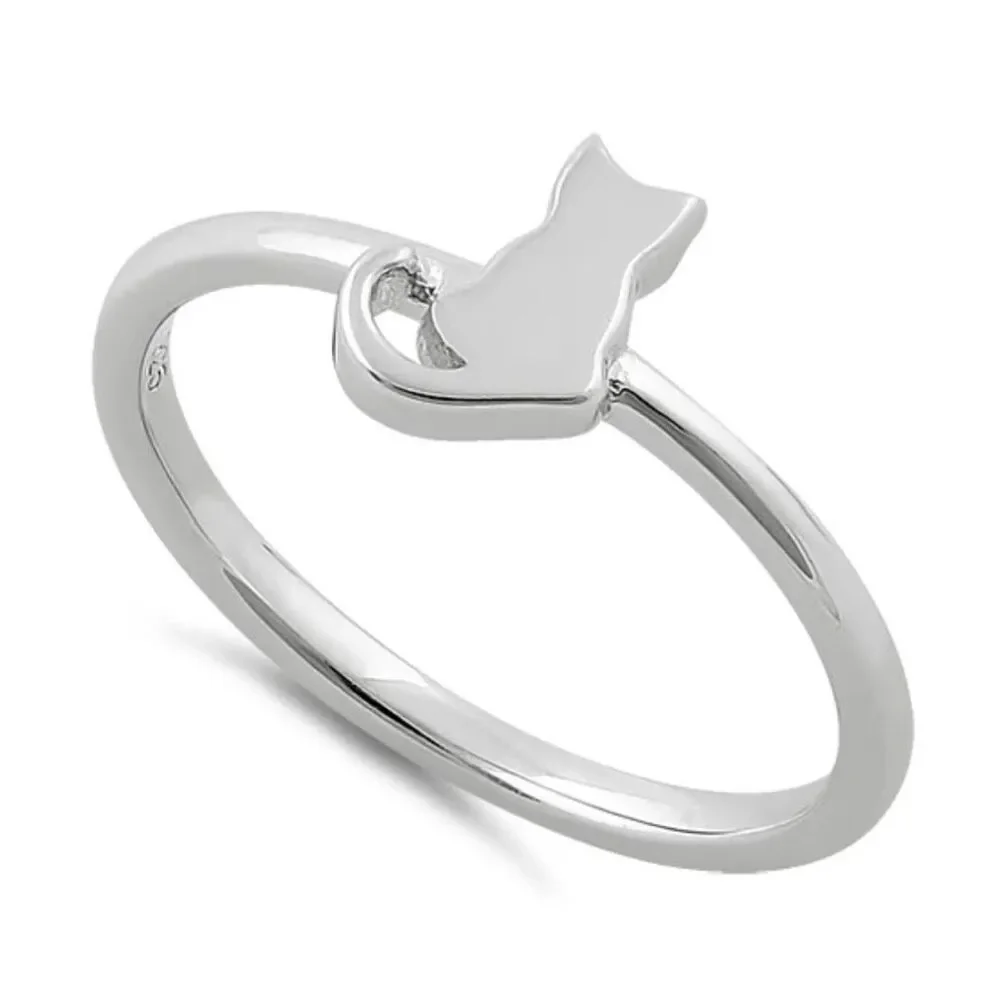 Sterling Silver Plain Cat Ring Size 11 New